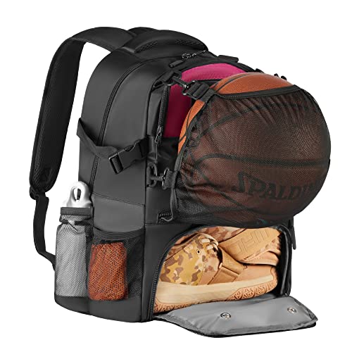 adorence Basketball Rucksack mit ballnetz, Fußballrucksack mit Schuhfach (Laptop Rucksack 15,6 Zoll)-Rosarot von adorence