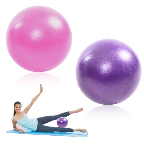 aeaean Gymnastikball 2er-Pack 25 cm (9 Zoll) Pilatesball Yoga Ball Geeignet für Zuhause,Yoga,Training,Curveball,Kerntraining,StabilitäTsbewegungstraining (Lila + Rosa) von aeaean