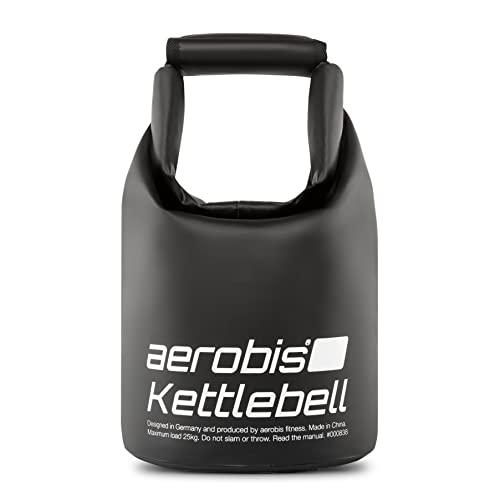 aerobis® Fitness Kettlebell | verstellbare Kugelhantel 1-25kg | variabel befüllbar mit Sand oder Stahlschrot | Ergonomisch, gepolstert, bodenschonend von aerobis