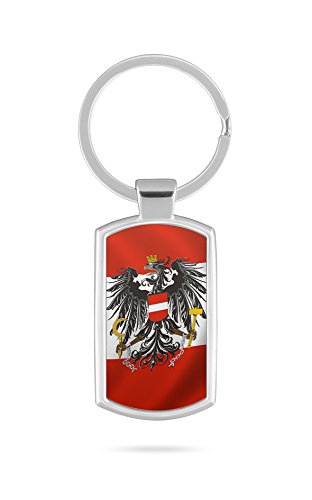 Schlüsselanhänger mit Gravur Wunschtext Name Österreich Fahne 2 von aina