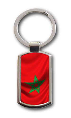 Schlüsselanhänger mit Gravur Wunschtext Marokko Fahne 1 von aina