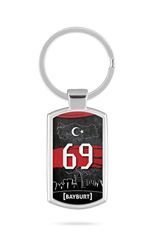 Schlüsselanhänger mit Gravur Wunschtext Name Türkei Bayburt 69 Türkiye Plaka V2 von aina
