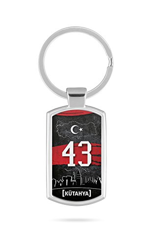 Schlüsselanhänger mit Gravur Wunschtext Name Türkei Kütahya 43 Türkiye Plaka V2 von aina