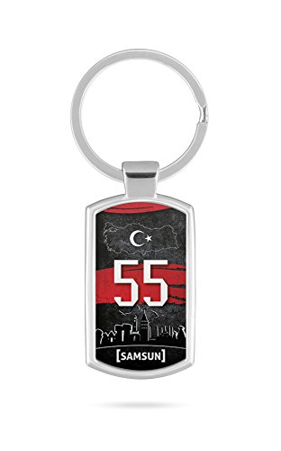 Schlüsselanhänger mit Gravur Wunschtext Name Türkei Samsun 55 Türkiye Plaka V2 von aina