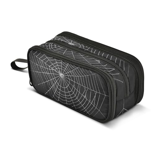 ALAZA Halloween Spinnennetz schwarz Kapazität Federmäppchen Tasche Stifthalter Boxen für Studenten Schule Büro, mehrfarbig, L von alaza