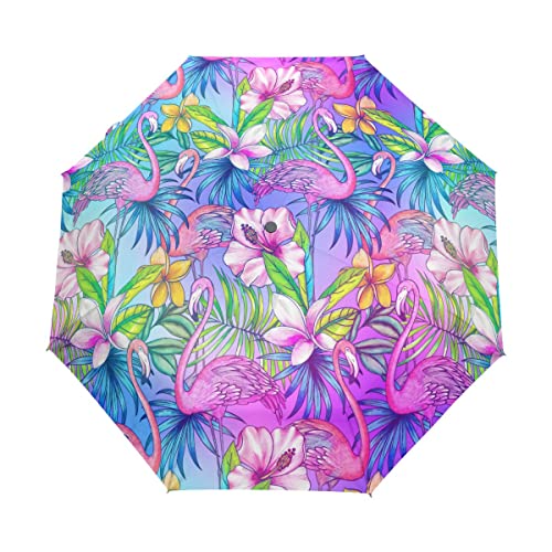 Automatischer Faltschirm, Grunge Skulls UV Schutz Regenschirm, Tragbare Sonne und Regenschirme für Kinder Frauen Männer, Flamingo 150, Einheitsgröße von alaza