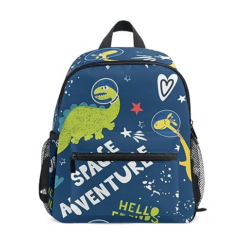 Junge Mädchen Kinderrucksack Kindergarten, Weltraum Abenteuer Dinosaurier Lässig Mini Backpack Büchertasche mit Brustgurt von alaza