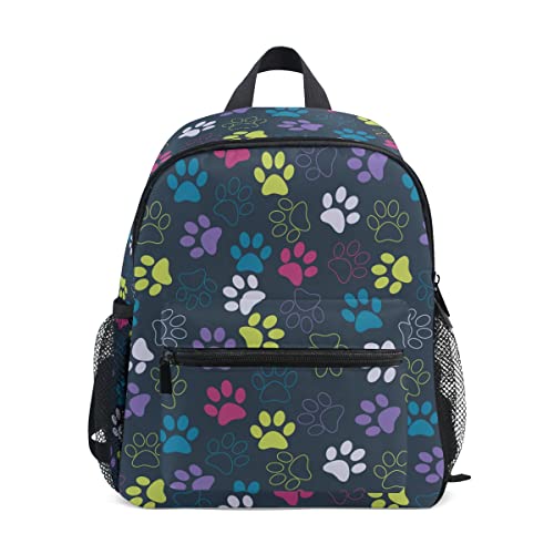 ALAZA Kinder Rucksack mit Brustgurt, Schulranzen für Kinder mit niedlichem Tier Motiv Bär Mond und Sterne, Paw 003, Taille unique, kinderrucksack von alaza