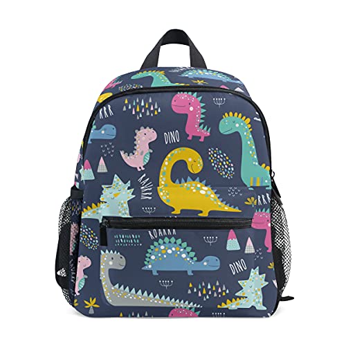 alaza Junge Mädchen Kinderrucksack Kindergarten, Nette Lustige Dinosaurier Lässig Mini Backpack Büchertasche mit Brustgurt von alaza