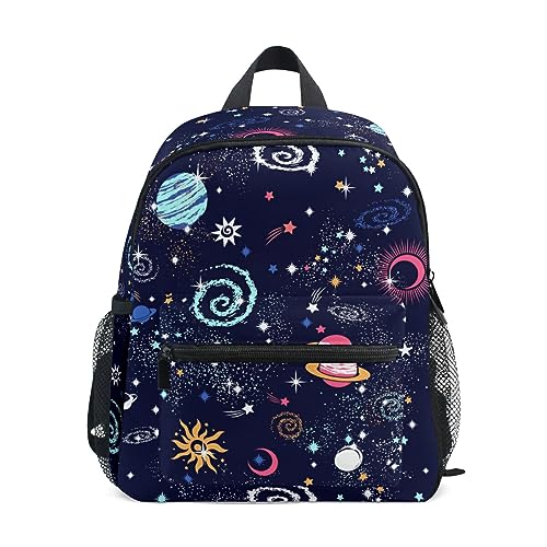 Kinderrucksack Junge Mädchen Kindergarten, Weltraum Galaxie Lässig Mini Backpack Büchertasche mit Brustgurt von alaza