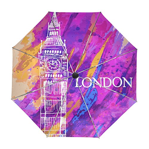 alaza Big Ben London Aquarell Regenschirm Reise Auto Öffnen Schließen UV-Schutz Windsicher von alaza