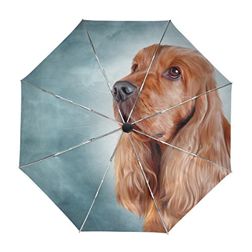 alaza Englisch Cocker Spaniel Hund Regenschirm Reise Auto Öffnen Schließen UV-Schutz-windundurchlässiges Leichtes Regenschirm von alaza