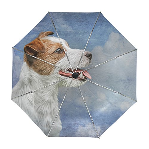 alaza Jack-Russell-Terrier-Hund Regenschirm Reise Auto Öffnen Schließen UV-Schutz-windundurchlässiges Leichtes Regenschirm von alaza