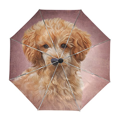 alaza Spielzeug-Pudel-Welpen-Hund Regenschirm Reise Auto Öffnen Schließen UV-Schutz-windundurchlässiges Leichtes Regenschirm von alaza