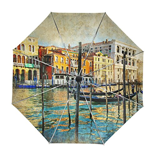 alaza Venedig Italien Vintage Reise-Regenschirm Auto Öffnen Schließen UV-Schutz Windsicher von alaza