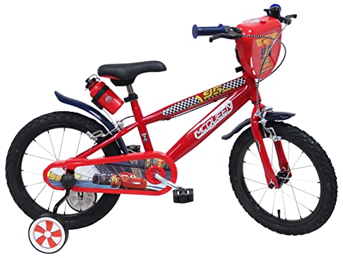 albri, Fahrrad Frontschild, Trinkflasche und Seitenstabilisatoren von Cars Größe 16 Zoll Unisex Kinder, rot, klein von albri