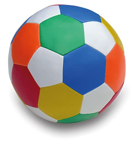 alldoro 60313 Softball Ø 18 cm, Fußball in Mehrfarbig/bunt, Softfußball aus Schaumstoff, weicher Schaumstoffball, Kinderball für Drinnen und Draußen, Spielball für Kinder und Babys ab 0 Monaten von alldoro