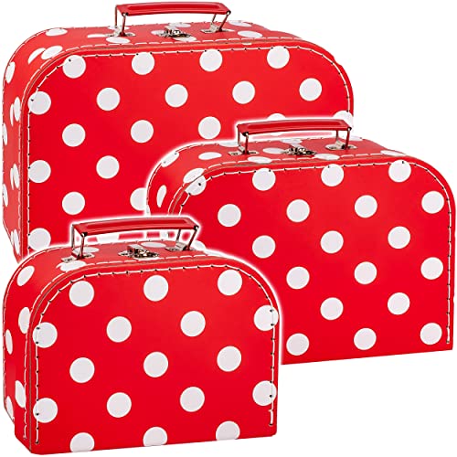 alles-meine.de GmbH 1 Stück Kinderkoffer/Koffer - GROß - Punkte - rot & weiß - ideal für Spielzeug und als Geldgeschenk - Mädchen & Jungen - Kinder & Erwachsene - Pappe K.. von alles-meine.de GmbH