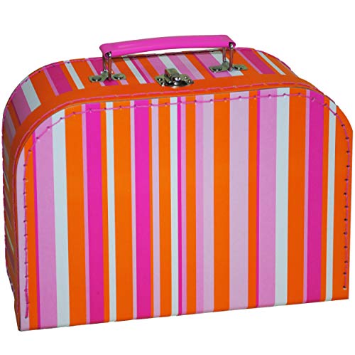 alles-meine.de GmbH Kinderkoffer/Pappkoffer - 29 cm - Groß - pink orange gestreift bunt - Puppenkoffer Koffer Kinder/ideal für Spielzeug und als Geldgeschenk - Streifen - Rei.. von alles-meine.de GmbH