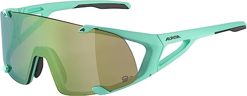 ALPINA HAWKEYE S Q-LITE - Verspiegelte, Kontrastverstärkende & Beschlagfreie Sport- & Fahrradbrille Mit 100% UV-Schutz Für Erwachsene, turquoise matt, One Size von ALPINA