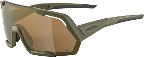 ALPINA ROCKET Q-LITE - Verspiegelte, Kontrastverstärkende & Beschlagfreie Sport- & Fahrradbrille Mit 100% UV-Schutz Für Erwachsene, olive matt, One Size von ALPINA