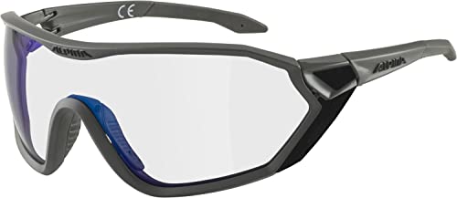 ALPINA S-WAY V - Selbsttönende, Bruchfeste & Beschlagfreie Sport- & Fahrradbrille Mit 100% UV-Schutz Für Erwachsene, moon-grey matt, One Size von ALPINA
