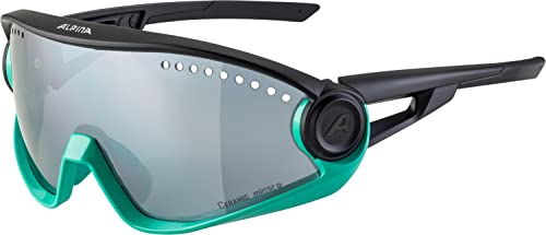 ALPINA 5W1NG - Verspiegelte und Bruchsichere Sport- & Fahrradbrille Mit 100% UV-Schutz Für Erwachsene, black turquoise, One Size von ALPINA
