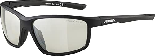 ALPINA DEFEY - Verspiegelte und Bruchsichere Sport- & Fahrradbrille Mit 100% UV-Schutz Für Erwachsene, black matt, One Size von ALPINA