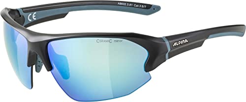 ALPINA LYRON - Verspiegelte und Bruchsichere Sport- & Fahrradbrille Mit 100% UV-Schutz Für Erwachsene, black matt-blue, One Size von ALPINA