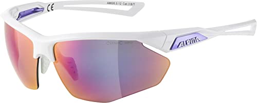 ALPINA NYLOS HR - Verspiegelte und Bruchsichere Sport- & Fahrradbrille Mit 100% UV-Schutz Für Erwachsene, white-purple gloss, One Size von ALPINA