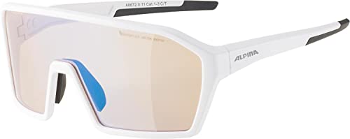 ALPINA RAM Q-LITE V - Selbsttönende, Bruchfeste & Beschlagfreie Sport- & Fahrradbrille Mit 100% UV-Schutz Für Erwachsene, white matt, One Size von ALPINA