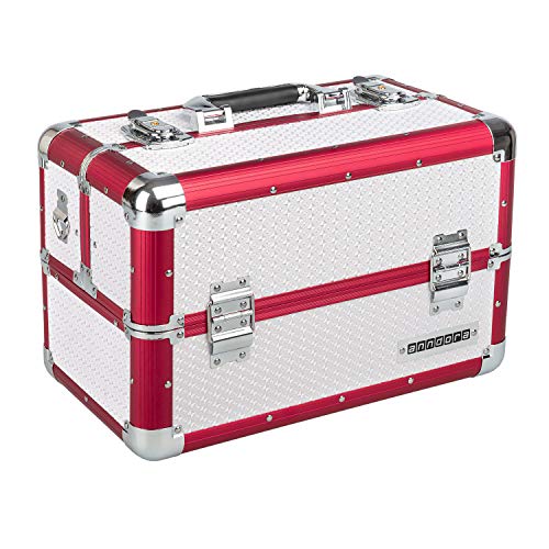 Beauty Case Kosmetikkoffer Schmuckkoffer 20 Liter - Aluminium Rot Weiß von anndora