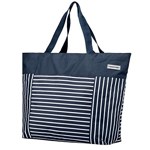 anndora XXL Shopper navy blau weiß - Strandtasche 40 Liter Schultertasche Einkaufstasche von anndora