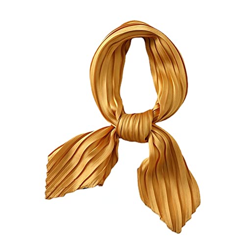 anso Damen-Halstuch, quadratisch, Seide, plissiert, Kopf, Haar, Halstuch, Schals aus massivem Satin (Gold) von anso