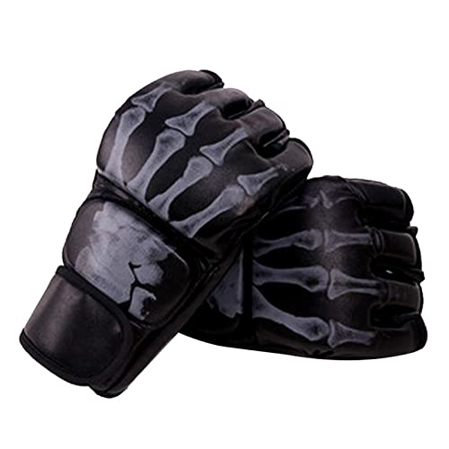 Halbfinger-Boxhandschuhe aus PU-Leder, Kickboxen, Muay Thai, MMA-Training, Sparring-Handschuhe mit verstellbarem Handgelenk, Halbfinger-Boxhandschuhe für Männer, Frauen, Erwachsene, Boxen, von antianzhizhuang