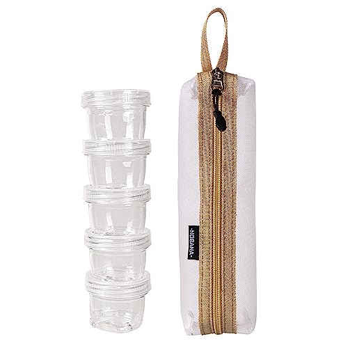 antianzhizhuang Camping-Kits, Reise-Behälter-Tasche mit 5 transparenten Gewürzflaschen, Outdoor-Glas-Kits, Behälter, Rucksack-Zubehör von antianzhizhuang
