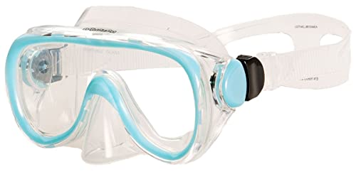 AQUAZON Dolphin Junior Medium Schnorchelbrille, Taucherbrille, Schwimmbrille, Tauchmaske für Kinder, Jugendliche von 7-14 Jahren, Tempered Glas, sehr robust, tolle Passform , Farbe:blau Junior von aquazon