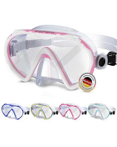aquazon Beach Schnorchelbrille, Schwimmbrille, Taucherbrille für Kinder und Erwachsene, Farbe:Pink White Junior von aquazon