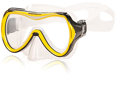 AQUAZON Maui Junior Medium Schnorchelbrille, Taucherbrille, Schwimmbrille, Tauchmaske für Kinder, Jugendliche von 7-12 Jahren, Tempered Glas, sehr robust, tolle Passform, Farbe:gelb von aquazon