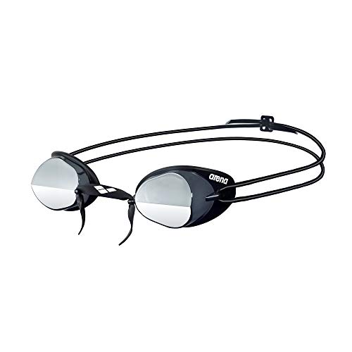 arena Swedix Mirror Anti-Fog Wettkampf Schwimmbrille Unisex für Erwachsen, Schwedische Schwimmbrille mit Verspiegelten Split-Lens Gläsern, UV-Schutz, 4 Austauschbare Nasenstege von ARENA