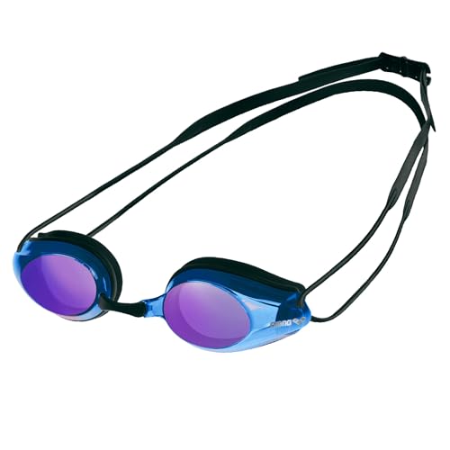 arena Tracks Mirror Anti-Fog Wettkampf Schwimmbrille Unisex für Erwachsene, Schwimmbrille mit verspiegelten Gläsern, UV-Schutz, 4 Austauschbare Nasenstege, Silikon Dichtungen von ARENA