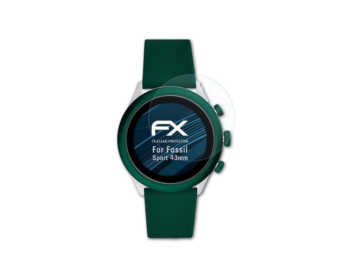 atFoliX Schutzfolie Displayschutz für Fossil Sport 43mm, (3 Folien), Ultraklar und hartbeschichtet von atFoliX