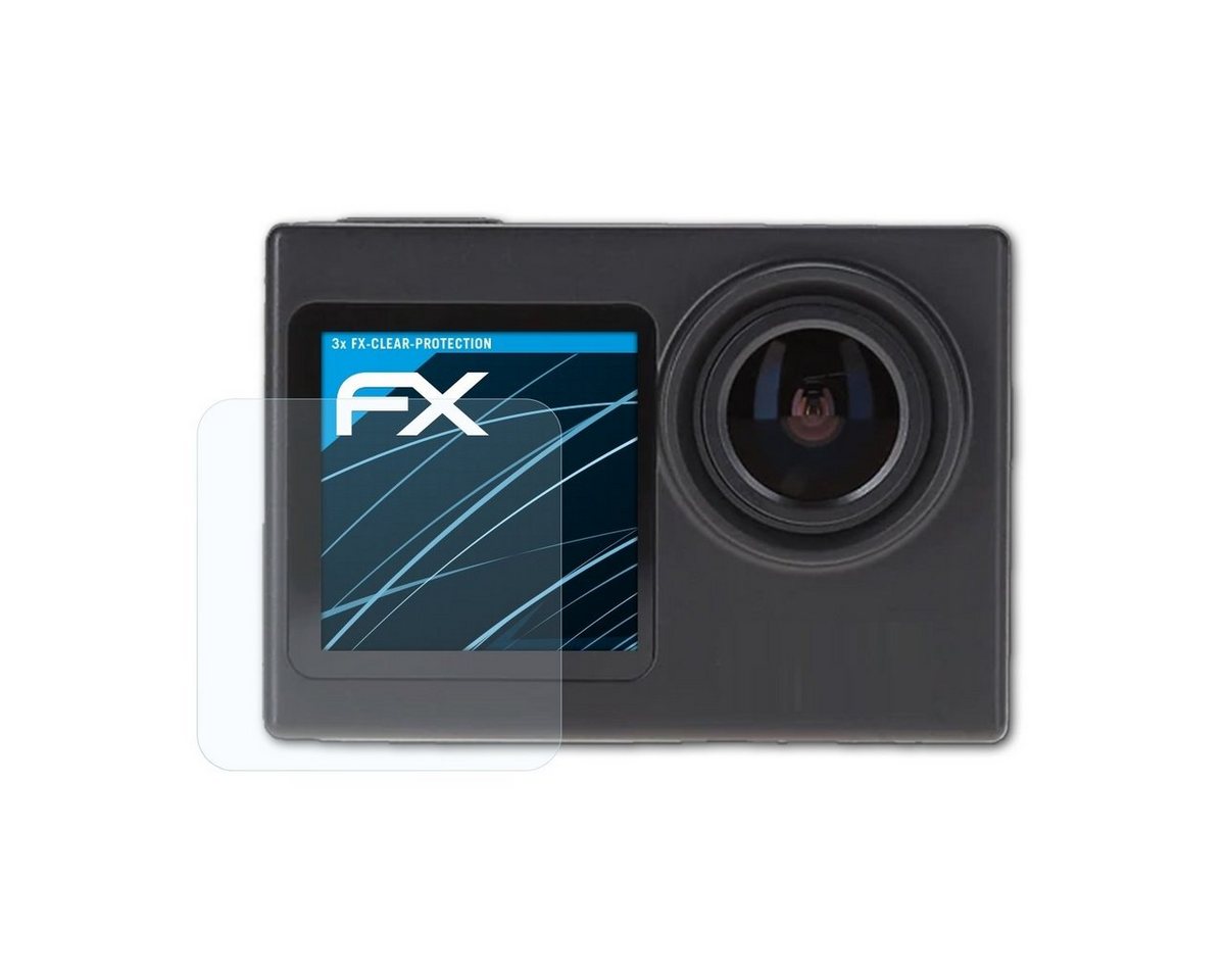 atFoliX Schutzfolie Displayschutz für Rollei Actioncam 7S Plus, (3 Folien), Ultraklar und hartbeschichtet von atFoliX