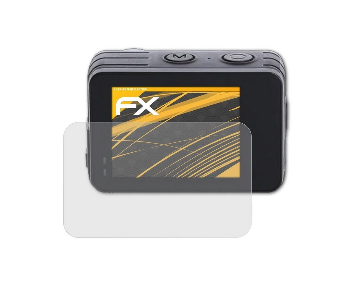 atFoliX Schutzfolie für Rollei Actioncam 10S Plus, (3 Folien), Entspiegelnd und stoßdämpfend von atFoliX