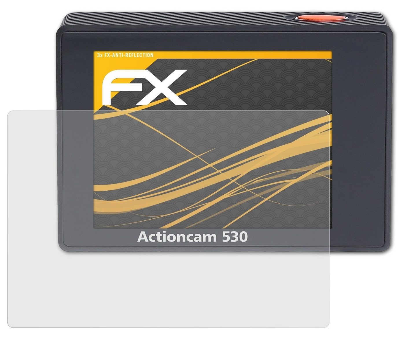 atFoliX Schutzfolie für Rollei Actioncam 530, (3 Folien), Entspiegelnd und stoßdämpfend von atFoliX