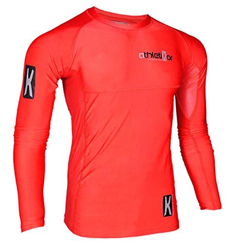 athletikor Kompressions T-Shirt in Premiumqualität_Spezielles Strechmaterial_Funktionsshirt (rot, L) von athletikor