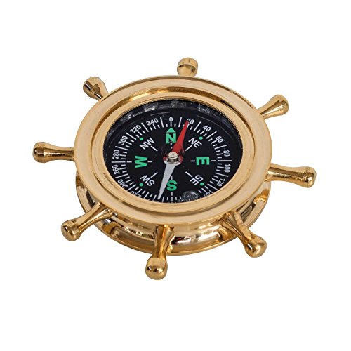 Kompass Steuerrad Maritim Dekoration Navigation Messing Antik-Stil von aubaho