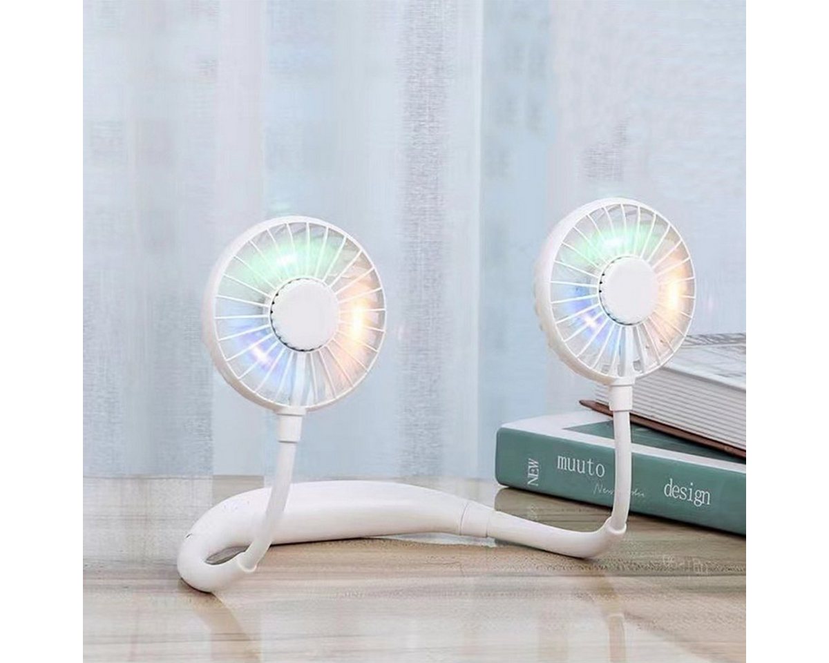 autolock Mini USB-Ventilator Tragbarer Ventilator Mini USB-Ventilator 3 Stufen , 360° Einstellbar Halsventilator mit LED-Licht von autolock