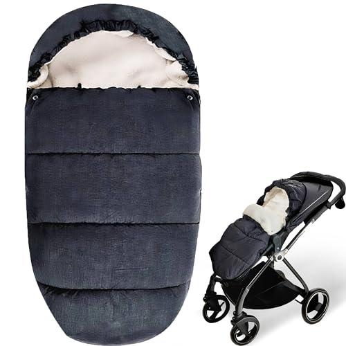Winterfußsack für Kinderwagen Universal, Sherpa-Futter Babywagen, Komfortable Plüsch Fußsack, Winterfusssack für Babyschale mit Tasche von auvstar