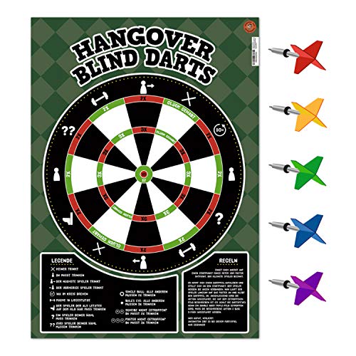 avandu Hangover Blind Darts Trinkspiel mit 65 Dartpfeil-Aufklebern - Partyspiel Saufspiel von avandu